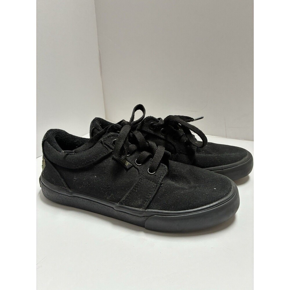 ETNIES CRUISER LOW CANVAS SKATEBOARD SNEAKERS KIDS SIZE 1 BLACK
